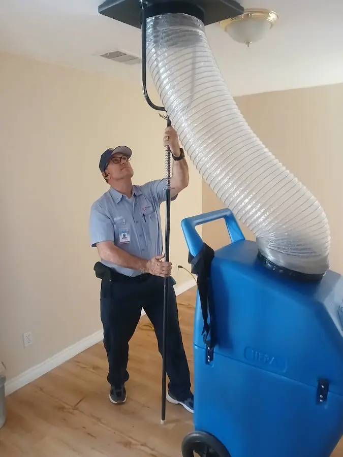 Mini Split Installation technician using HEPA equipment in Los Gatos